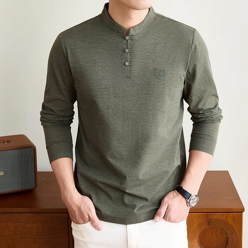 Mens Mandarin Collar Long Slee - Embellish Knit ulasan dan harga