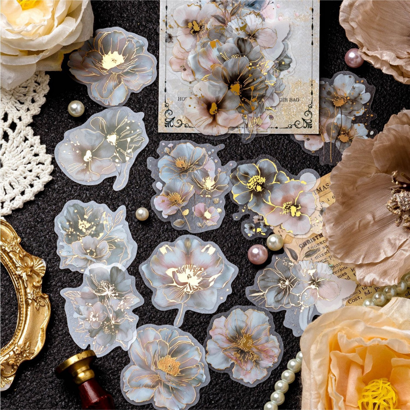20pcs/lot Gilded Floral Sticke - Embellishments For Scrapbooking ulasan dan harga